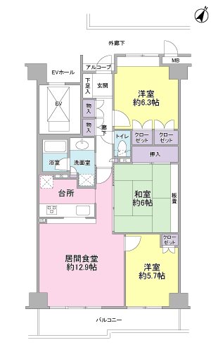 シティウィンズ三島  間取り