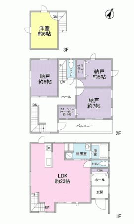 清水区村松原二丁目　戸建 中２階に６帖の納戸があるため現況３階建ですが登記簿上は２階建です