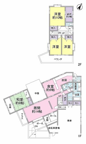 藤枝市駿河台一丁目　中古戸建 ビルトインガレージ↔居住スペースの行き来可能な間取りです！