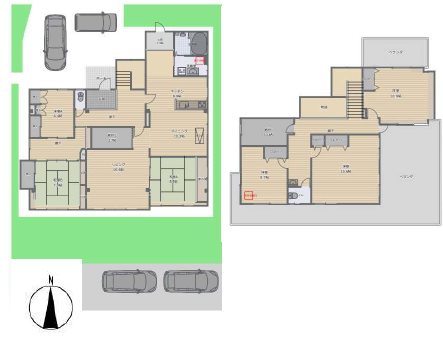 沼津市岡一色491-4　戸建 間取図・土地図