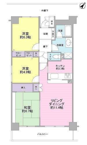 ウィスティリア中田  間取図・土地図
