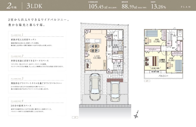 【静鉄不動産の新築分譲住宅】エバースクエア狐ヶ崎2号地 間取図・土地図